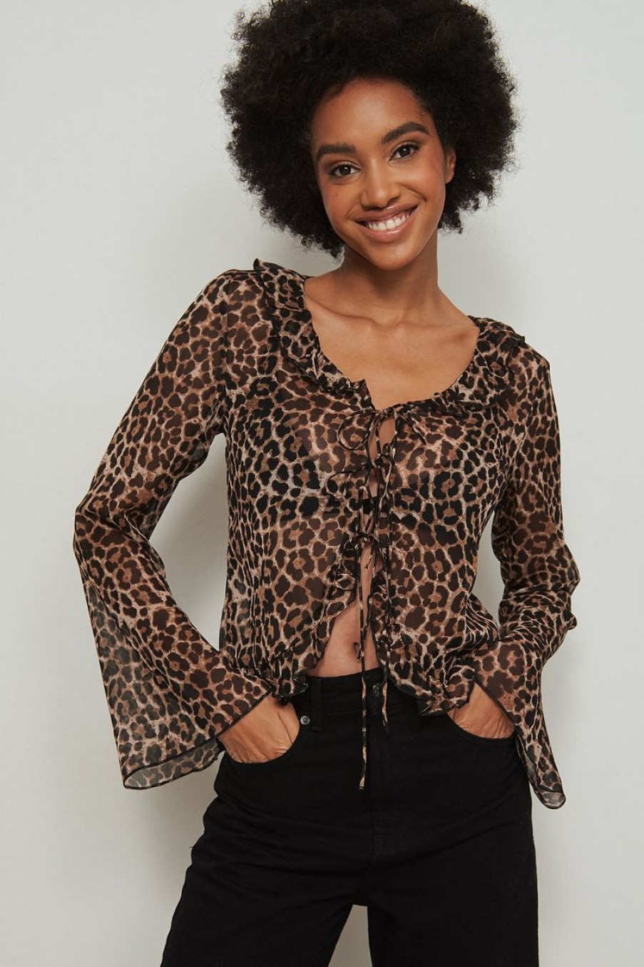 Skjorter & Bluser NA-KD Trend  | Resirkulert Chiffon Bluse Med Lange Ermer